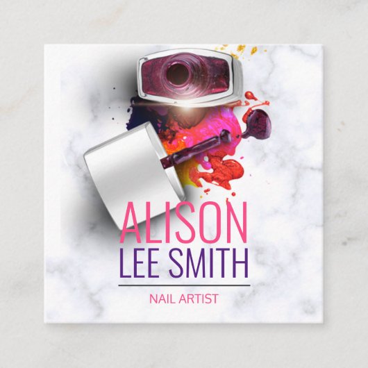 Nail Artist / Manicure Quadratische Visitenkarte (Vorderseite)