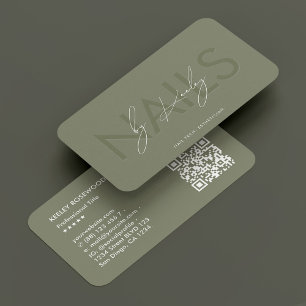 Nail Artist Manicurist Nail Tech Sage Modern Visitenkarte