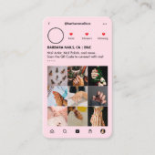 Nail Artist Manicurist Pink IG Loyalty Card Visitenkarte (Vorderseite)