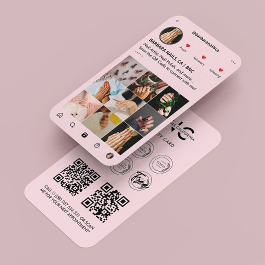 Nail Artist Manicurist Pink IG Loyalty Card Visitenkarte