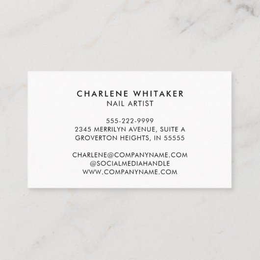 Nail Artist Mauve Polnische moderne Typografie Visitenkarte (Rückseite)