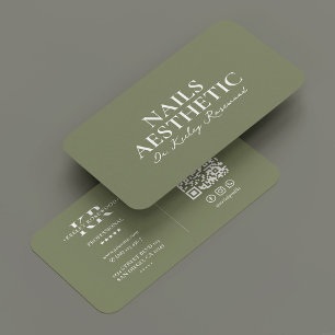 Nail Artist Minimal Nail Tech Manicurist Sage Visitenkarte