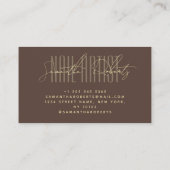 Nail artist modern typography script brown visitenkarte (Rückseite)