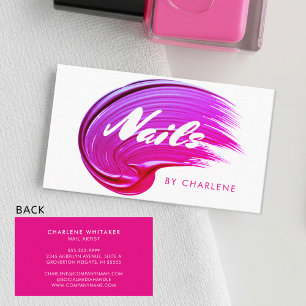 Nail Artist Moderne Typografie Pink Polnisch Visitenkarte
