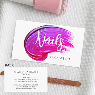 Nail Artist Modernes handgeschriebenes Skript Pink Visitenkarte