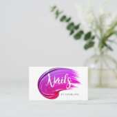 Nail Artist Modernes handgeschriebenes Skript Pink Visitenkarte (Stehend Vorderseite)