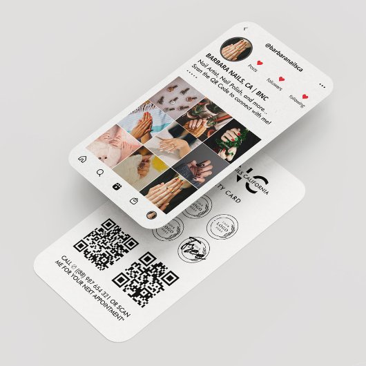 Nail Artist Nail Tech Manicurist IG Loyalty White Visitenkarte