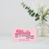 Nail Artist Nails von Groovy Retro farbenfroh stil Visitenkarte (Stehend Vorderseite)