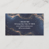 Nail Artist Navy Blue Agate Gold Monogram Visitenkarte (Rückseite)