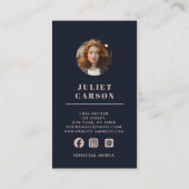 Nail Artist Navy Blue & Blush Pink Arch Foto Visitenkarte (Rückseite)