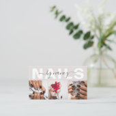 Nail Artist Pearl Pink Photo Collage QR Code Logo  Visitenkarte (Stehend Vorderseite)