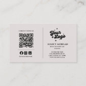 Nail Artist Pearl Pink Photo Collage QR Code Logo  Visitenkarte (Rückseite)