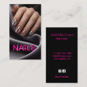 Nail Artist Photo Business Card Visitenkarte (Vorne/Hinten)