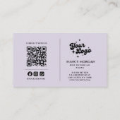 Nail Artist Photo Collage Qr Code Logo Lavender Visitenkarte (Rückseite)