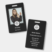  Nail Artist Photo Logo Black White Name Ausweis (Front & Back)