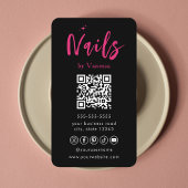 Nail Artist Salon Black Pink Qr Code Business Card Visitenkarte