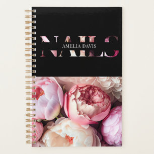 Nail Artist Salon Floral Black Pink Manicurist Planer