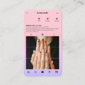 Nail Artist Salon Pink Lila Instagram Moderne Visitenkarte (Vorderseite)