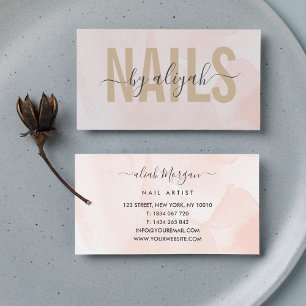 Nail Artist Script Calligraphy Blush Pink Visitenkarte