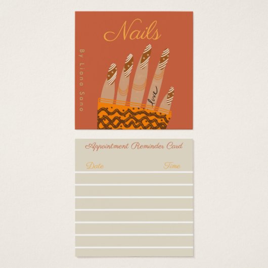 Nail Artist Script Hand gezeichnete Ernennung (Vorne & Hinten)