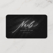 Nail Artist Script Manicurist Black Silver Elegant Visitenkarte (Vorderseite)