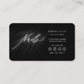 Nail Artist Script Manicurist Black Silver Elegant Visitenkarte (Rückseite)