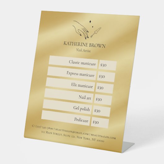 Nail Artist Service Gold Minimalistisch Beauty Sal Sockelschild (Vorderseite)