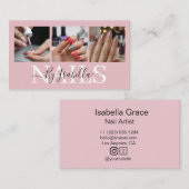 Nail Artist Studio Photo Typography Visitenkarte (Vorne/Hinten)