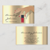 Nail Artist Studio Red Manicure Pedicure Gold Visitenkarte (Vorne/Hinten)