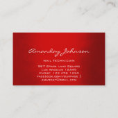 Nail Artist Studio Red Manicure Pedicure Modern Visitenkarte (Rückseite)