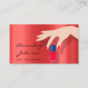 Nail Artist Studio Red Manicure Pedicure Modern Visitenkarte