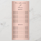 Nail Artist Studio Tropfen Rose Wax Epilation Prei Menükarte (Rückseite)