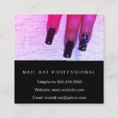 Nail Artist Unas Glow Script und Foto Salon Pink Quadratische Visitenkarte (Rückseite)