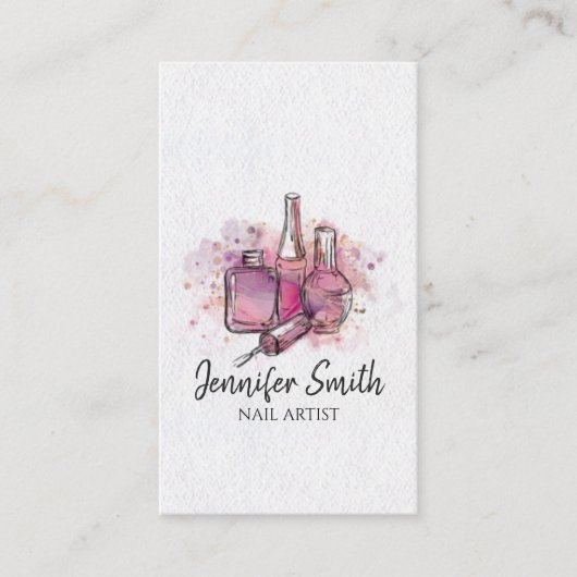 Nail Artist - Watercolor Nail Polnisches Kunstgesc Visitenkarte (Vorderseite)