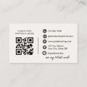 Nail Artist White Script Modern QR Code Visitenkarte (Rückseite)