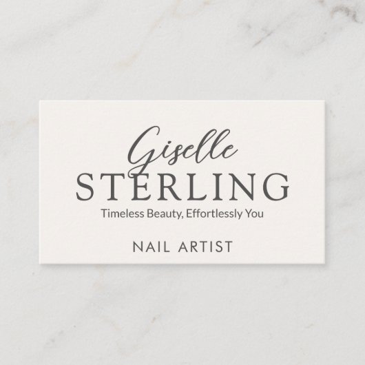 Nail Artist White Script Modern QR Code Visitenkarte (Vorderseite)