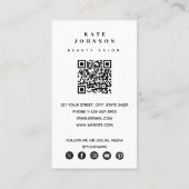 Nail Beaty Salon Makeup Artist Foto QR Code Visitenkarte (Rückseite)