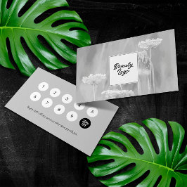 Nail | Beauty Salon Loyalty Card Grau Blume Treuekarte