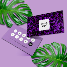 Nail | Beauty Salon Loyalty Card Purple Blumen Treuekarte