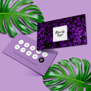 Nail   Beauty Salon Loyalty Card Purple Blumen Treuekarte