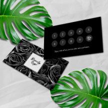 Nail | Beauty Salon Loyalty Card Schwarze Rose