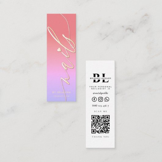 Nail Beauty Salon Manicure Specialist Mini Visitenkarte (Vorne/Hinten)