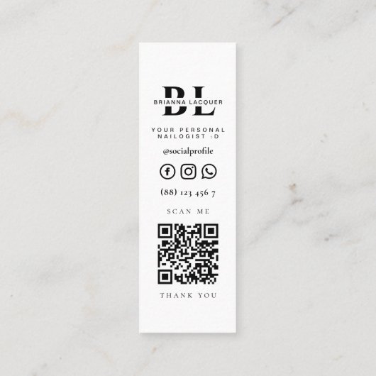 Nail Beauty Salon Manicure Specialist Mini Visitenkarte (Rückseite)