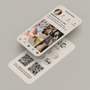 Nail Beauty Salon Manicurist Beige Tan IG Loyalty Visitenkarte