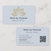Nail Beauty Salon Qr Code Soft Navy Business Card Visitenkarte (Vorne/Hinten)