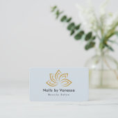 Nail Beauty Salon Qr Code Soft Navy Business Card Visitenkarte (Stehend Vorderseite)