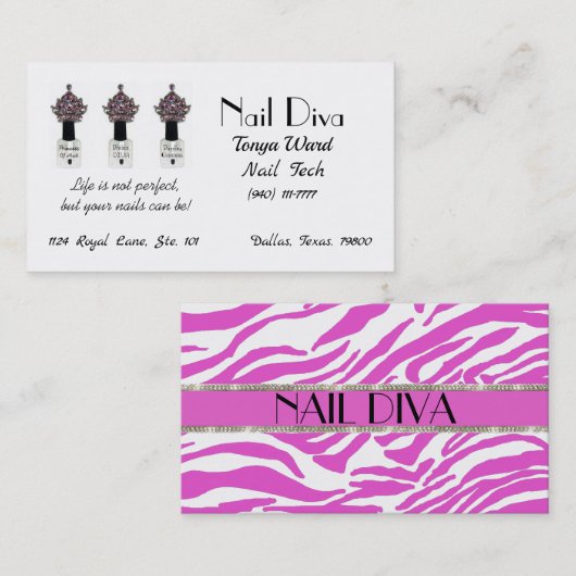 Nail Diva Nail Technician Business Card Visitenkarte (Vorne/Hinten)
