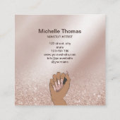 NAIL Künstlersignatur Rose gold NAIL TECHNICIAN Quadratische Visitenkarte (Rückseite)