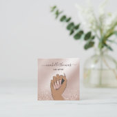 NAIL Künstlersignatur Rose gold NAIL TECHNICIAN Quadratische Visitenkarte (Stehend Vorderseite)