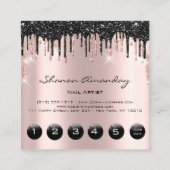 Nail Lashes Schwarze Tropfen 6 Punches Logo Rose Quadratische Visitenkarte (Rückseite)